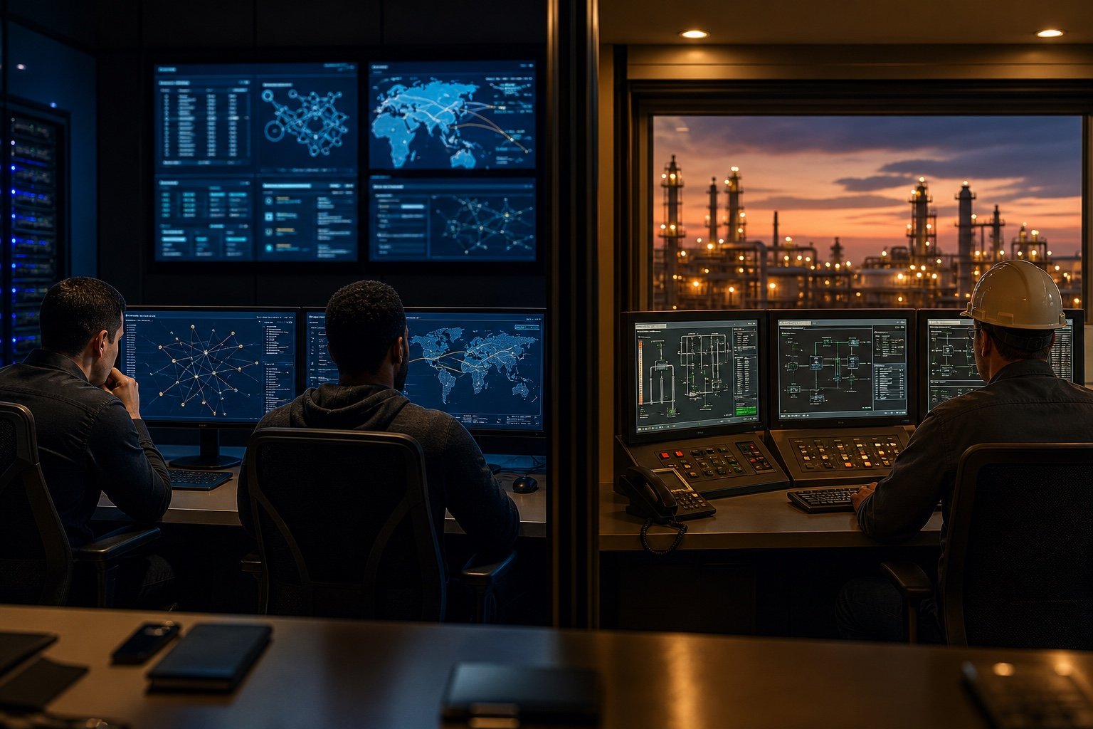 IT and OT cybersecurity operations: SOC and industrial control room